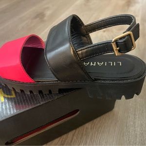 Black pink sandals size 8.5